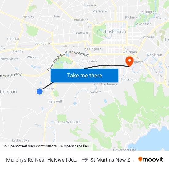 Murphys Rd Near Halswell Junction Rd to St Martins New Zealand map