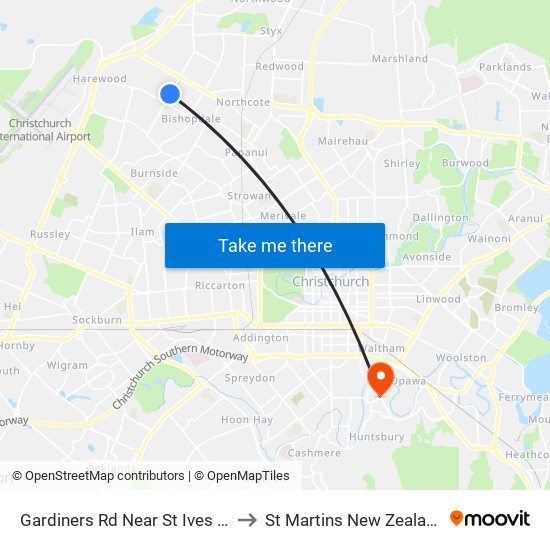 Gardiners Rd Near St Ives St to St Martins New Zealand map