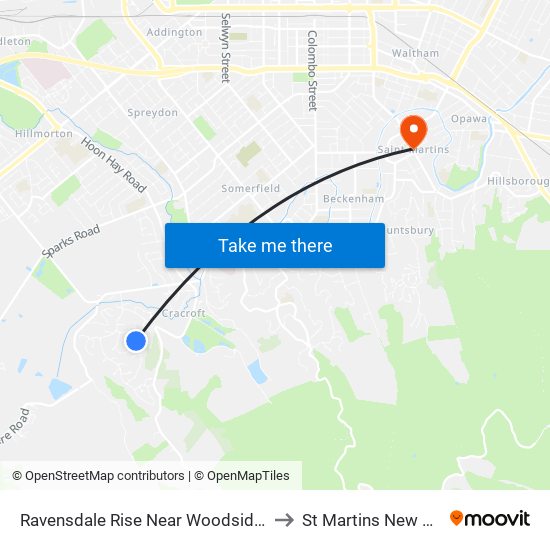 Ravensdale Rise Near Woodside Common to St Martins New Zealand map