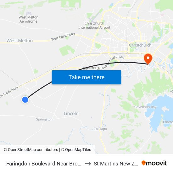 Faringdon Boulevard Near Broomfield Dr to St Martins New Zealand map