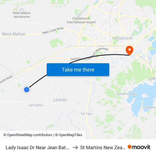 Lady Isaac Dr Near Jean Batten Ln to St Martins New Zealand map