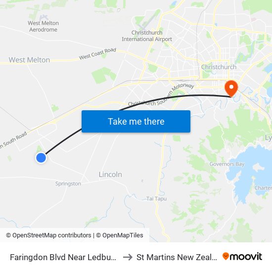 Faringdon Blvd Near Ledbury Dr to St Martins New Zealand map