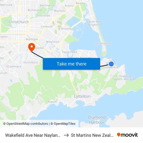 Wakefield Ave Near Nayland St to St Martins New Zealand map