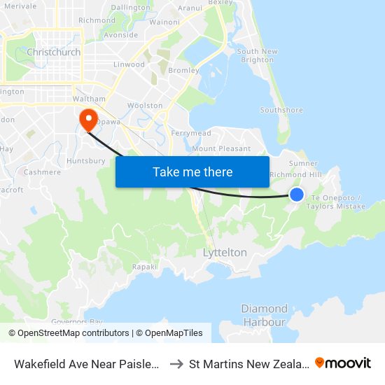 Wakefield Ave Near Paisley St to St Martins New Zealand map