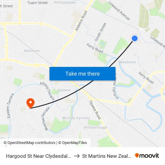 Hargood St Near Clydesdale St to St Martins New Zealand map