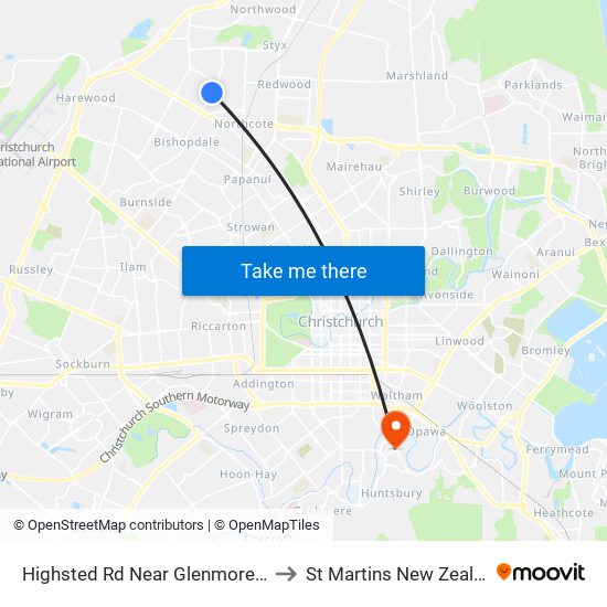 Highsted Rd Near Glenmore Ave to St Martins New Zealand map