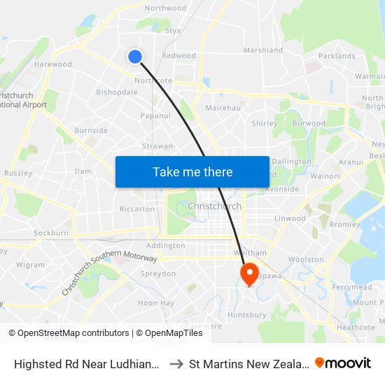 Highsted Rd Near Ludhiana St to St Martins New Zealand map