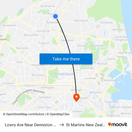 Lowry Ave Near Denniston Cres to St Martins New Zealand map