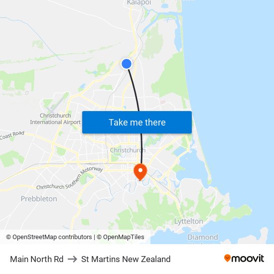 Main North Rd to St Martins New Zealand map