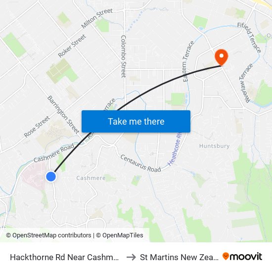 Hackthorne Rd Near Cashmere Rd to St Martins New Zealand map