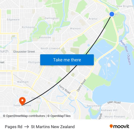 Pages Rd to St Martins New Zealand map