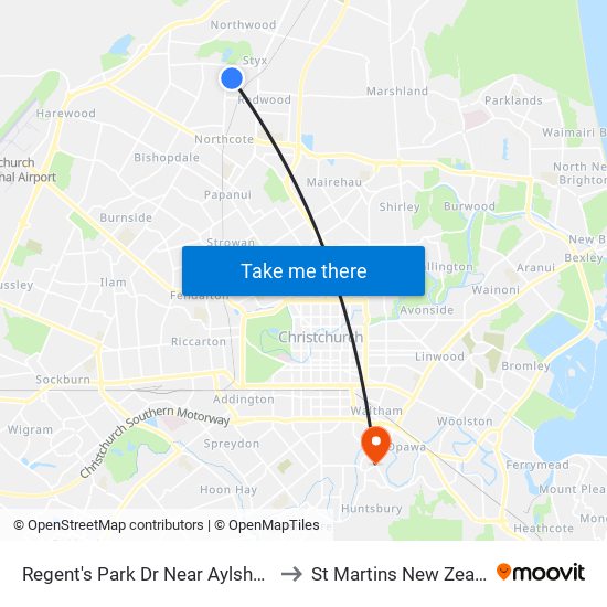 Regent's Park Dr Near Aylsham Ln to St Martins New Zealand map