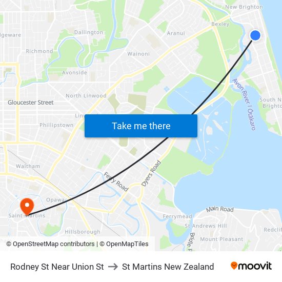 Rodney St Near Union St to St Martins New Zealand map