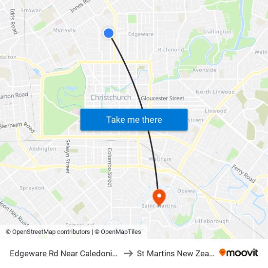 Edgeware Rd Near Caledonian Rd to St Martins New Zealand map
