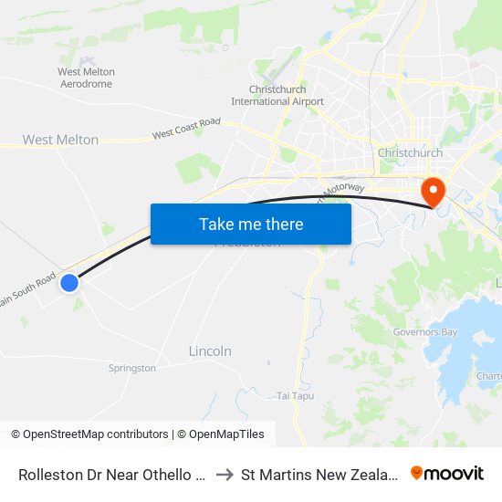 Rolleston Dr Near Othello Dr to St Martins New Zealand map