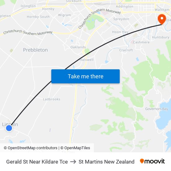 Gerald St Near Kildare Tce to St Martins New Zealand map