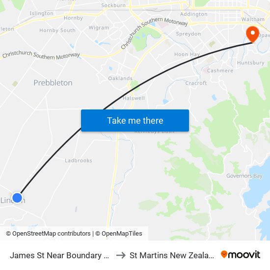 James St Near Boundary Rd to St Martins New Zealand map