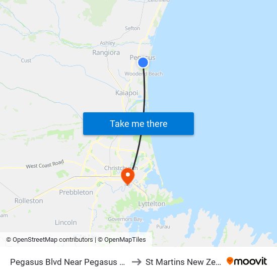 Pegasus Blvd Near Pegasus Main St to St Martins New Zealand map