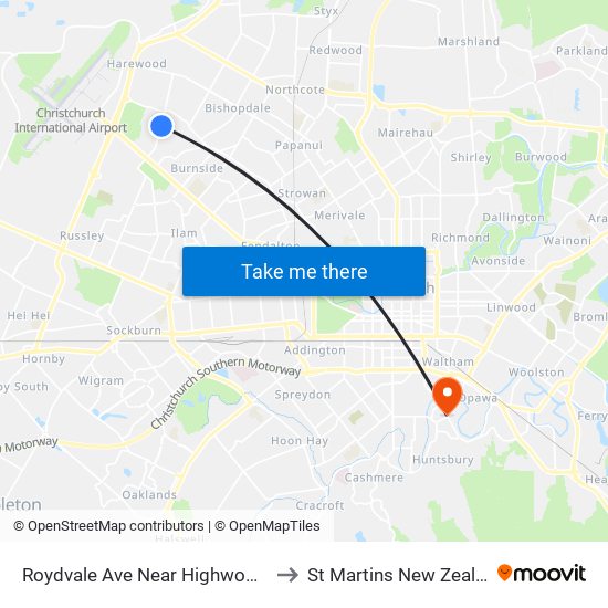 Roydvale Ave Near Highwood Ln to St Martins New Zealand map