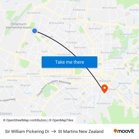 Sir William Pickering Dr to St Martins New Zealand map