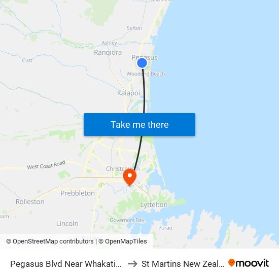 Pegasus Blvd Near Whakatipu St to St Martins New Zealand map