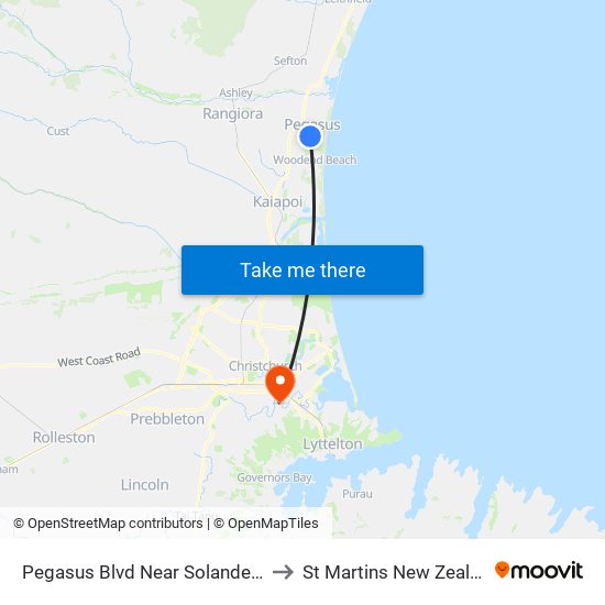 Pegasus Blvd Near Solander Rd to St Martins New Zealand map