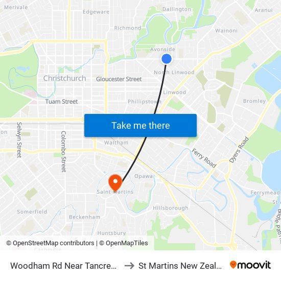 Woodham Rd Near Tancred St to St Martins New Zealand map