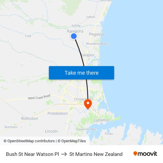 Bush St Near Watson Pl to St Martins New Zealand map