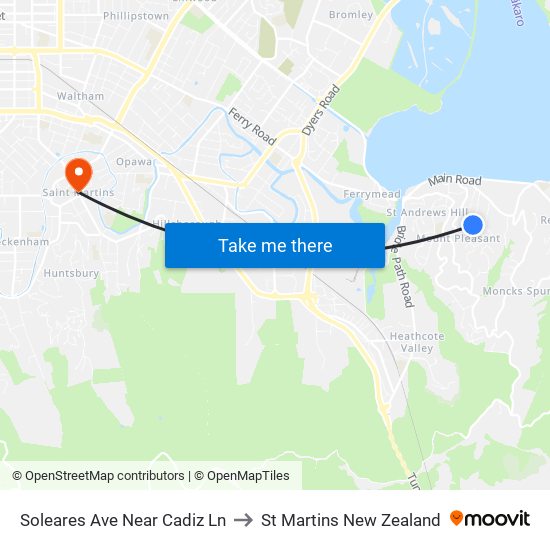 Soleares Ave Near Cadiz Ln to St Martins New Zealand map