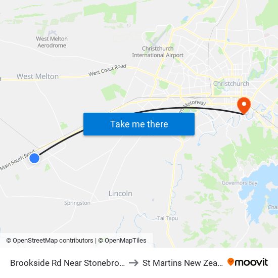 Brookside Rd Near Stonebrook Dr to St Martins New Zealand map