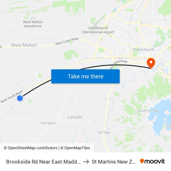 Brookside Rd Near East Maddisons Rd to St Martins New Zealand map