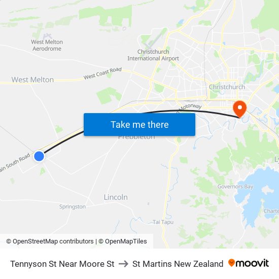 Tennyson St Near Moore St to St Martins New Zealand map