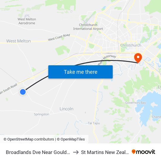 Broadlands Dve Near Goulds Rd to St Martins New Zealand map