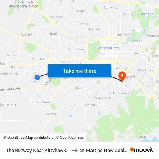 The Runway Near Kittyhawk Ave to St Martins New Zealand map