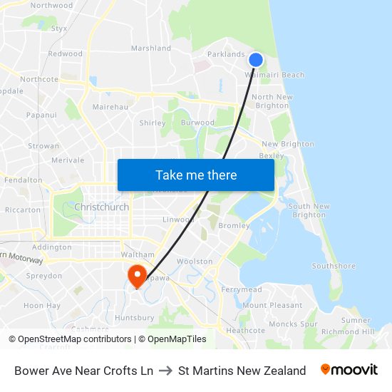 Bower Ave Near Crofts Ln to St Martins New Zealand map