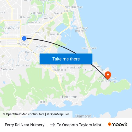 Ferry Rd Near Nursery Rd to Te Onepoto Taylors Mistake map