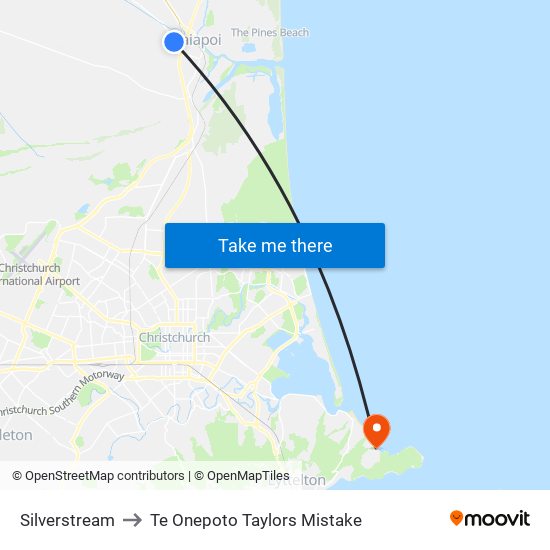 Silverstream to Te Onepoto Taylors Mistake map