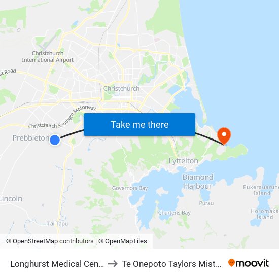 Longhurst Medical Centre to Te Onepoto Taylors Mistake map