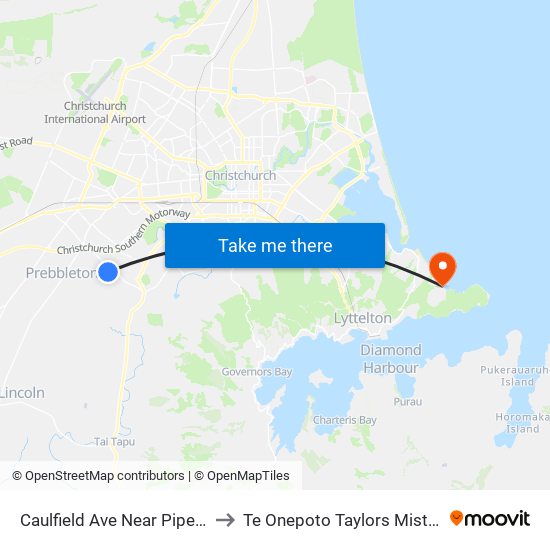 Caulfield Ave Near Piper St to Te Onepoto Taylors Mistake map