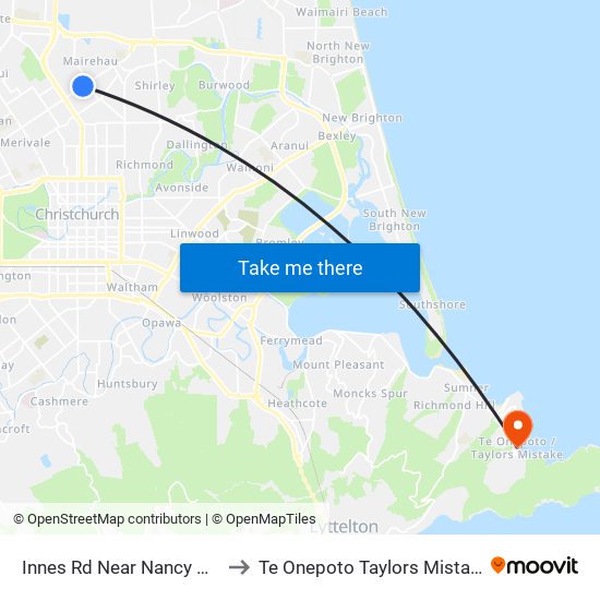 Innes Rd Near Nancy Ave to Te Onepoto Taylors Mistake map