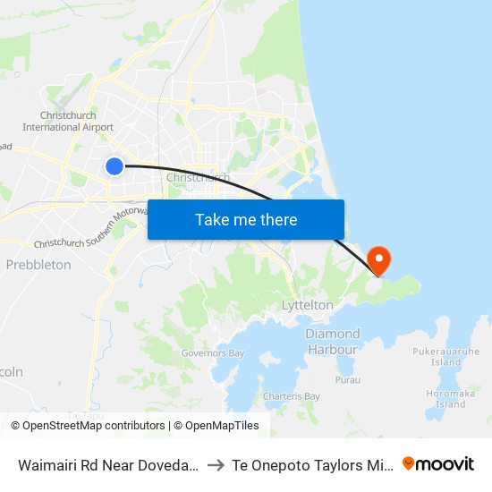 Waimairi Rd Near Dovedale Ave to Te Onepoto Taylors Mistake map