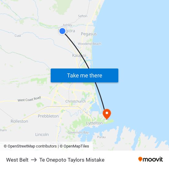 West Belt to Te Onepoto Taylors Mistake map