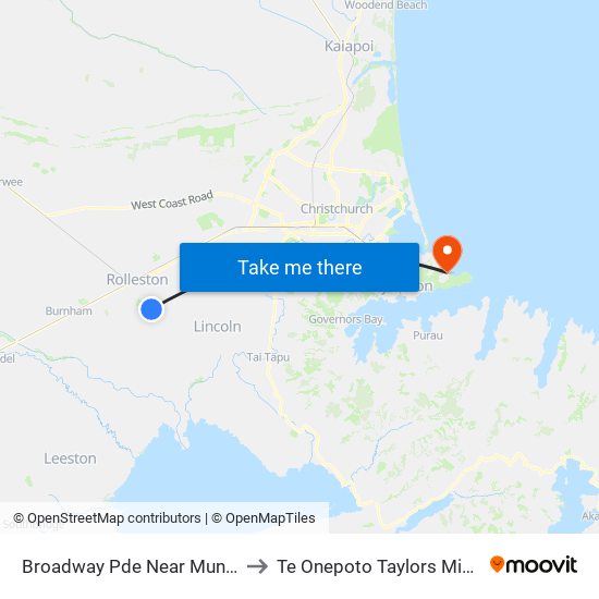 Broadway Pde Near Munro Ln to Te Onepoto Taylors Mistake map