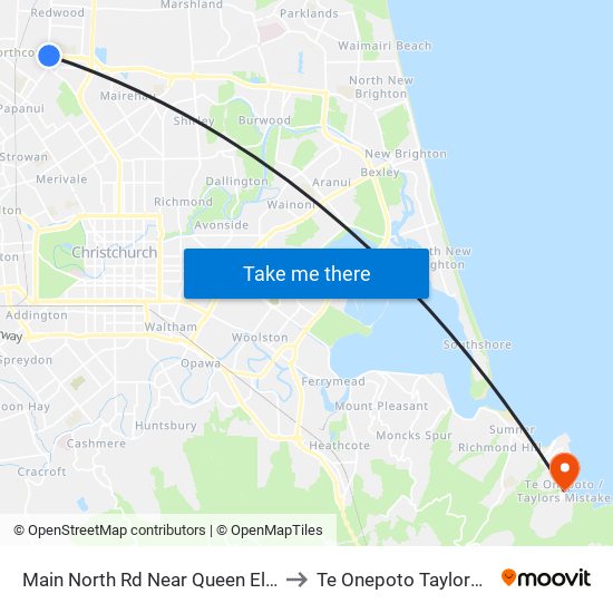 Main North Rd Near Queen Elizabeth II Dr to Te Onepoto Taylors Mistake map