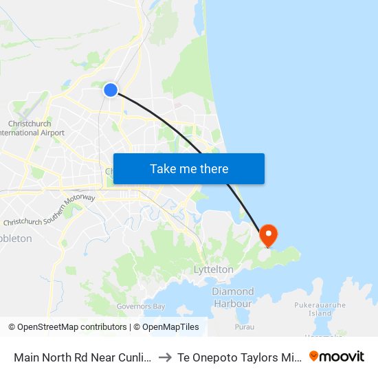 Main North Rd Near Cunliffe Rd to Te Onepoto Taylors Mistake map