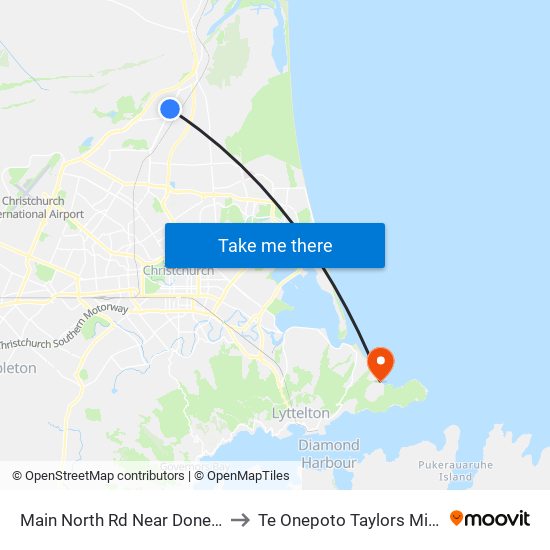 Main North Rd Near Donegal St to Te Onepoto Taylors Mistake map