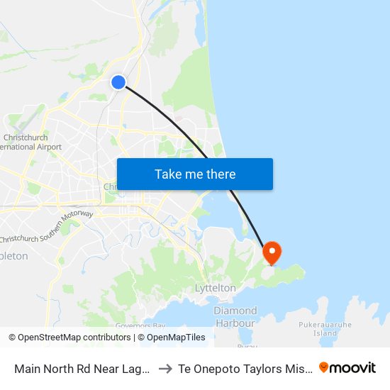 Main North Rd Near Lagan St to Te Onepoto Taylors Mistake map