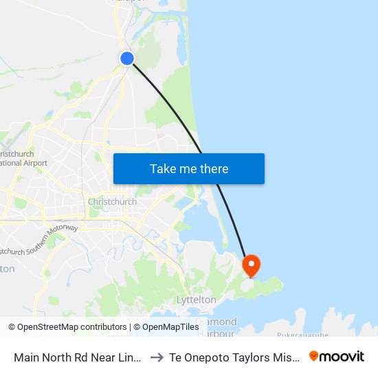 Main North Rd Near Link Rd to Te Onepoto Taylors Mistake map