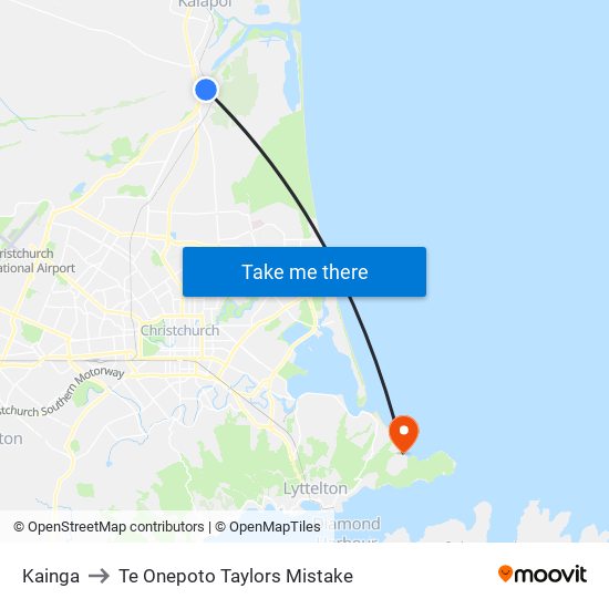 Kainga to Te Onepoto Taylors Mistake map