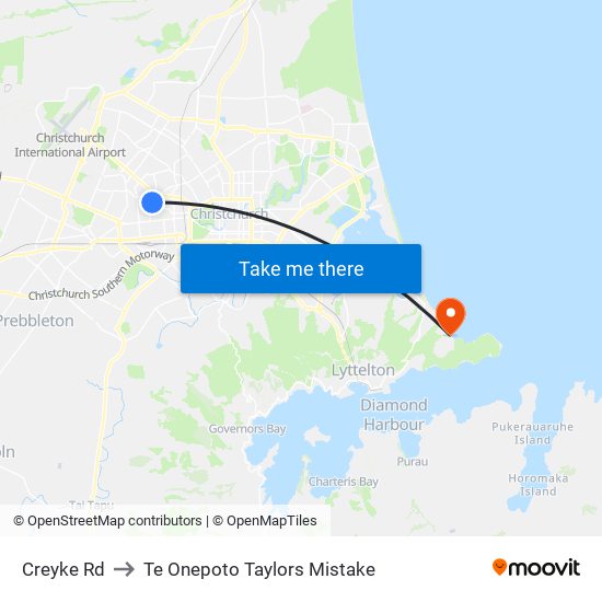 Creyke Rd to Te Onepoto Taylors Mistake map